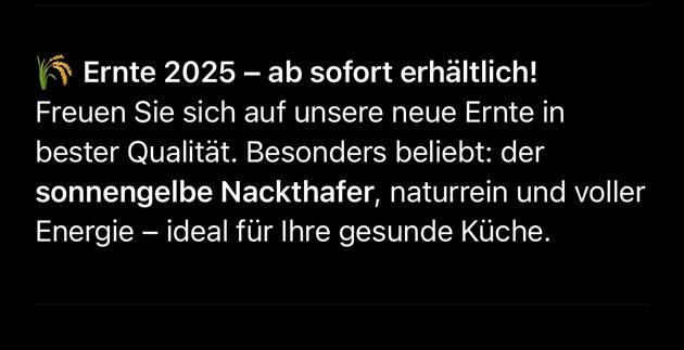 Ernte 2025 - ab sofort erhältlich